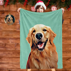 カスタム犬のブランケット-パーソナライズされたペットの写真の毛布-ペインティングアートポートレートフリースブランケット