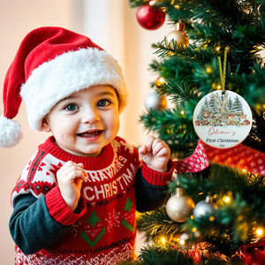 パーソナライズされたかわいい動物のセラミックオーナメント,名前付き,赤ちゃんの最初のクリスマスオーナメントギフト - 