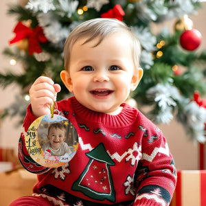 パーソナライズされた赤ちゃんの最初のクリスマスオーナメント 写真付き ユニコーン クリスマスオーナメント 子供向けギフト - 