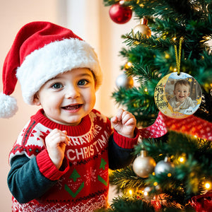 パーソナライズされた最初のクリスマスオーナメント 写真付き 動物クリスマスオーナメント 赤ちゃんへのギフト - 