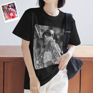 カスタム男女兼用フォトTシャツ - 写真入れ可能なおしゃれな写真T-SHIRTレトロなシャツプレゼント