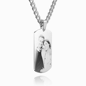 Men's Stainless Steel Photo Dog Tag Engraved Photo Pendant