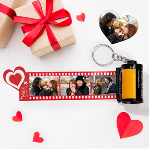 カスタム写真フィルムキーホルダー写真入れ可能な愛のカメラキーホルダーバレンタインデーのプレゼント - 赤いハート