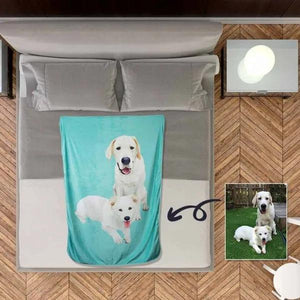 カスタム犬のブランケット-パーソナライズされたペットの写真の毛布-ペインティングアートポートレートフリースブランケット