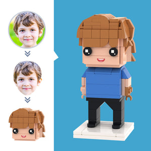 カスタマイズされた頭の少年フィギュア小粒子ブロック玩具カスタマイズ可能なレンガ アート ギフト - 