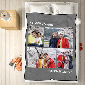 母の日プレゼント-オーダーメイドタオルケット-写真入り名入れ可能な毛布写真4枚添付可