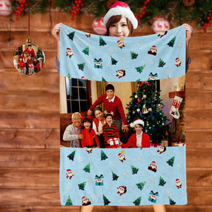 カスタムフォトブランケットギフト-写真入り可能なクリスマスフリース毛布ギフト-サンタクロース柄