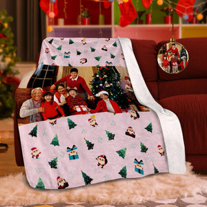カスタムフォトブランケットギフト-写真入り可能なクリスマスフリース毛布ギフト-サンタクロース柄