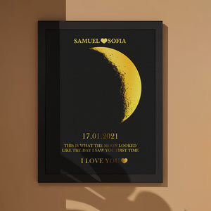 カスタム月相と名前入れ可能な木製フレームオリジナルカップルアートフレーム最高のバレンタインデーのギフト