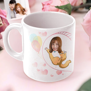 カスタムフェイスマグカップ-写真入り可能な猫柄のバレンタインマグカップギフト彼女へのプレゼント