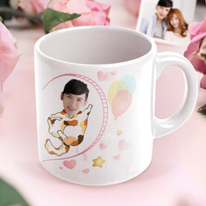 カスタムフェイスマグカップ-写真入り可能な猫柄のバレンタインマグカップギフト彼氏へのプレゼント