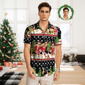 カスタムフォトアロハシャツ－写真入り可能なオリジナルアロハシャツ-プレゼントを届けるサンタクロース