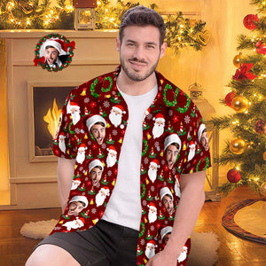 カスタムフォトアロハシャツ－写真入り可能なオリジナルクリスマスアロハシャツギフト-かわいいサンタクロースメリークリスマス