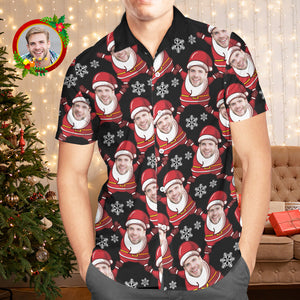 カスタムフォトアロハシャツ－写真入り可能なオリジナルクリスマスアロハシャツギフト-サンタクロースと雪柄