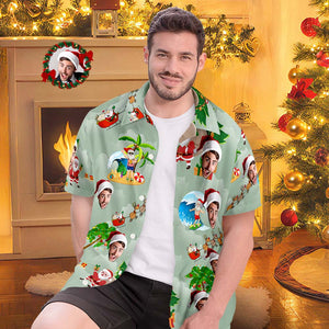 カスタムフォトアロハシャツ－写真入り可能なオリジナルクリスマスアロハシャツギフト-サーフィン休暇サンタ