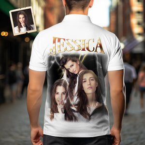 カスタ厶写真と文字アロハシャツ - オリジナル写真と名入れ可能な男性復古的な稲妻柄シャツ