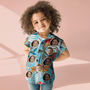 カスタムフェイスシャツ-写真入れ可能な女性用アロハシャツプレゼント-母の日ギフトハワイアンフラワー