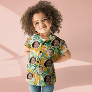 カスタムフェイスシャツ-写真入れ可能な女性用アロハシャツプレゼント-母の日ギフト黄色い花