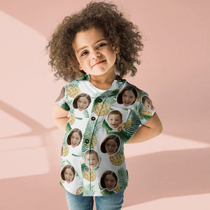 カスタムフェイスシャツ-写真入れ可能な女性用アロハシャツプレゼント-母の日ギフトパイナップル