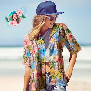 カスタムフェイスシャツ-写真入れ可能な女性用アロハシャツプレゼント-カラフル半袖シャツファッションアパレル