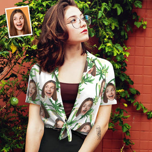 カスタムフェイスシャツ-写真入れ可能な女性用アロハシャツプレゼント-パイナップルパーティー