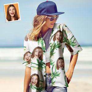 カスタムフェイスシャツ-写真入れ可能な女性用アロハシャツプレゼント-パイナップルパーティー