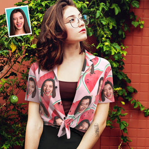 カスタムフェイスシャツ-写真入れ可能な女性用アロハシャツプレゼント-スイカ