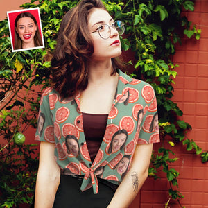 カスタムフェイスシャツ-写真入れ可能な女性用アロハシャツプレゼント-グレープフルーツ