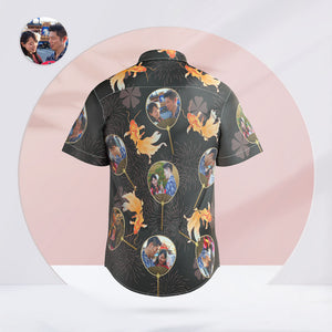 カスタムフォトアロハシャツ－写真5枚入り可能なオリジナルアロハシャツ-花火と金魚
