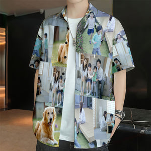 カスタムフォトアロハシャツ－ペットの写真5枚入り可能なオリジナルアロハシャツ
