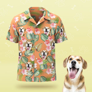 カスタムフェイスメンズハワイアンシャツ-ペット愛好家へのハワイアンシャツ犬の顔の名入れ