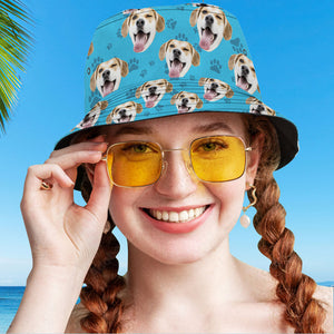 カスタムバケットハット-写真入れ可能なサマーキャップハイキングビーチスポーツハット恋人へのギフト-犬柄のバケットハット
