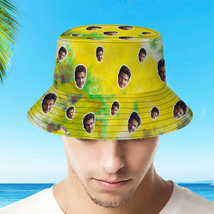 カスタムバケットハット-写真入れ可能な男女兼用日よけ帽子広いつばアウトドアハット絞染スタイル