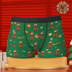 カスタムフォトボクサーパンツ-かわいいペット写真入れ可能なオリジナルクリスマス顔下着ショーツギフト-クリスマスギフト