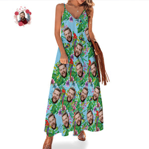 カスタムフェイスハワイアンスタイルロングスカート&シャツ家族コーデ - 七色のオウム柄
