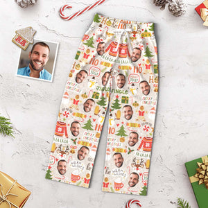カスタムフォトパジャマパンツ－写真入れ可能なオリジナルクリスマスパジャマパンツギフト-HOHOHO