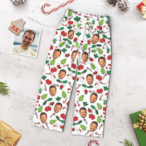 カスタムフォトパジャマパンツ－写真入れ可能なオリジナルクリスマスパジャマパンツギフト-クリスマス柄