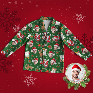 カスタムフォトパジャマ－写真入れ可能なオリジナルクリスマスパジャマギフト-グリーン