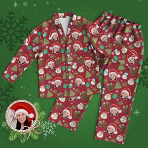 カスタムフォトパジャマ－写真入れ可能なオリジナルクリスマスパジャマギフト-赤
