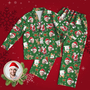 カスタムフォトパジャマ－写真入れ可能なオリジナルクリスマスパジャマギフト-グリーン