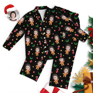 カスタムフォトパジャマ－写真入り可能なオリジナルクリスマスパジャマ-ジンジャーブレッド人