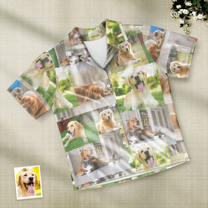 カスタムフォトパジャマ－写真5枚入れ可能なオリジナル半袖パジャマ-夏の涼しいパジャマギフト