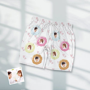 カスタムフォトパジャマ－カップル写真入れ可能なオリジナル夏の涼しい半袖パジャマギフト-甘いドーナツ