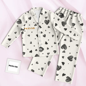 カスタム名前パジャマ－テキスト入れ可能なオリジナルハート柄のパジャマプレゼント