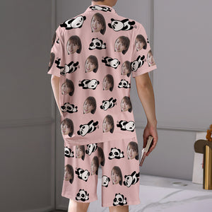 カスタムフォトパジャマ－写真入れ可能なオリジナル半袖上下セットパジャマ-かわいいパンダシャンシャン