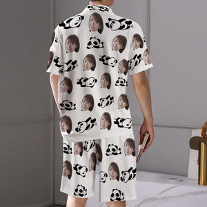 カスタムフォトパジャマ－写真入れ可能なオリジナル半袖上下セットパジャマ-かわいいパンダシャンシャン