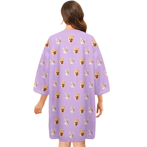 カスタム写真顔のパジャマ-オーダーメイドの女性用超特大パジャマ可愛いペット柄のプレゼント