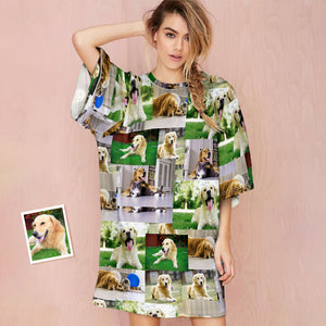 カスタム写真部屋着 - 写真５枚入れ可能なパジャマ-オーダーメイドの女性用超特大パジャマ面しろいプレゼント