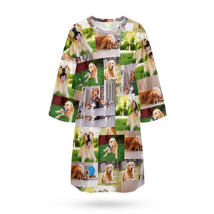 カスタム写真部屋着 - 写真５枚入れ可能なパジャマ-オーダーメイドの女性用超特大パジャマ面しろいプレゼント