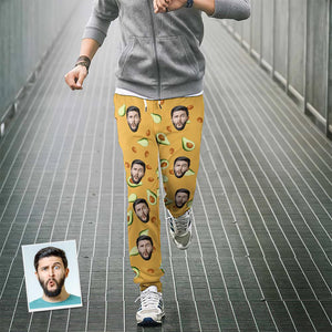 カスタムフェイススウェットパンツ - 写真入れ可能な男女兼用ジョガーパンツ - アボカド